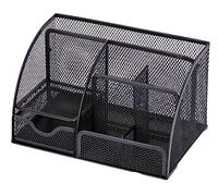 RICOO Rangement Bureau B001-B - Organisateur de Bureau en Maille Métallique avec Tiroir - Accessoire de Rangement Tiroir et Casier - Noir - 22 x 14 x 13 cm