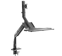 RICOO Support Écran PC 17-32" TS5411 (43-81cm) Ressort à gaz Rangement Clavier Orientable Inclinable Fix ation de Bureau VESA 75 x 75