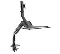 RICOO Support Écran PC 17-32" TS5411 (43-81cm) Ressort à gaz Rangement Clavier Orientable Inclinable Fix ation de Bureau VESA 75 x 75