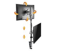 RICOO Support PC 2 Écrans TS3511 Superposé Vertical Orientable Inclinable Moniteur 13-27 Pouces (33-69cm) Pince de Table VESA 100 x 100