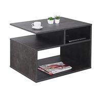 RICOO Table Basse Salon 69 x 50 x 50 cm WM095-BG Table d'appoint avec Rangement Gris béton