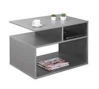 RICOO Table Basse Salon 69 x 50 x 50 cm WM095-PL Table d'appoint avec Rangement Gris