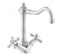 Ricordi Mélangeur de lavabo XL avec tirette et bonde, Design vintage, Chrome (IR085)