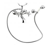 Ricordi Mélangeur pour baignoire avec douchette 150mm et support, Chrome et Blanc (IR023)