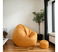 RICPYOIU Poufs D'extérieur Imperméables Housse De Chaise Pouf Tissu Technologique Grand Rond Beige Doux Confortable sans Doublure Ni Remplissage pour Salon Chambre À Coucher,O,100 * 110cm