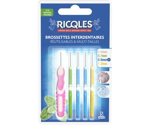 Ricqles Brossettes Interdentaires Reutilisables Multi-Tailles, 5 Unités