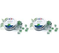 RICQLES-PASTILLES MENTHE AVEC SUCRES-Haleine Fraîche, Mal des transports-Goût menthe poivrée-NOUVELLE FORMULE-Boîte en métal de 45g (Lot de 2)