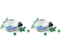 RICQLES-PASTILLES MENTHE SANS SUCRES- Haleine Fraîche, Mal des transports-Goût menthe forte -NOUVELLE FORMULE-Boîte en métal de 45g (Lot de 2)