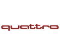 Ricreo Inscription QUATRO compatible avec grille avant, accessoire emblème noir avec bords rouges, installation avec pinces, logo tuning compatible avec Audi (tous les modèles)