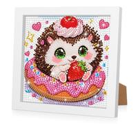 RICUVED 5D Hérisson Diamond Painting Broderie Kit Animaux Complet avec Cadre pour Enfants Filles Adultes, Arts & Craft pour Décoration Murale 18 x 18 cm