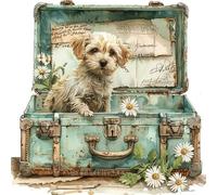 RICUVED Chien Valise Diamond Painting Kit -Animaux Peinture Diamant 5D DIY pour Adultes, Kit Complet de Broderie Diamant Diamant Strass Point de Croix Cristal Painting pour Murale Décoration 30X30cm