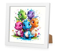 RICUVED Diamond Painting Cinq Dragons Enfant,5D DIY Broderie Diamant Animal Kit Complet avec Cadre, Peinture Diamant pour Enfants Filles Adultes Diamant Painting Arts Craft pour Décoration 18 x 18cm