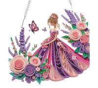 RICUVED DIY Princesse Diamond Painting Pendentif,Diamant Peninture Pendentif Fleur Diamond Painting Kits adulte pour Complet Special Shaped Diamond Art Pendentif Diamond Painting Guirlande pour Jardin