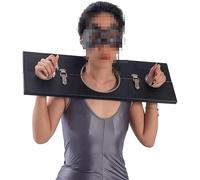 RICVIL Pilori en Bois pour Punition SM Ensemble de Bondage avec Menottes, Manchette Fétiche SM Jouet Femdom Les Menottes D'Esclave Sexuelle Punissent Les Contraintes Torture Sado-MASO Meubles Sexuels