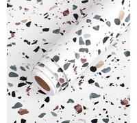 RIDAEX Rouleau de papier peint auto-adhésif blanc Terrazzo, imperméable, décor de comptoir en granit, autocollant peler et coller pour la cuisine