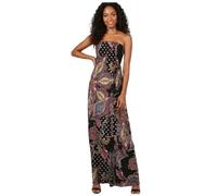 RIDDLED WITH STYLE Robe longue sans manches avec imprimé floral pour femme - Robe de plage d'été - Grande taille - Col bandeau - Tenue décontractée - Robe de vacances, cachemire, 48-50