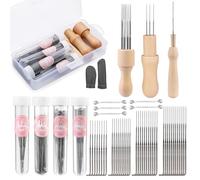 Riddur 117 pièces en feutre de laine,Accessoires en feutre aiguilleté,Manche en bois 1/3/8 aiguilles,Bouteille d'aiguille pour débutants ou spécialistes,Outils d'aiguille en feutre de laine (A)