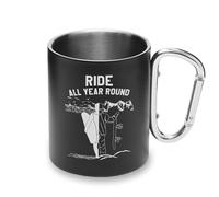 Ride All Year Surfer Snowboarder, tasse en métal avec poignée mousqueton, tasse de camping