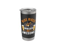Ride Bikes Drink Beer Get Awesome Cycling Cyclist Bicycle Gobelet isotherme en acier inoxydable double paroi