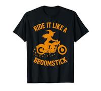 Ride It Like a Broomstick Funny Halloween Witch on Motorcycle T-Shirt