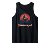Ride Like a Girl Vintage Sunset Moto Amoureuse Fille Débardeur