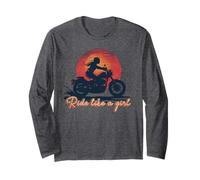 Ride Like a Girl Vintage Sunset Moto Amoureuse Fille Manche Longue