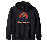 Ride Like a Girl Vintage Sunset Moto Amoureuse Fille Sweat à Capuche