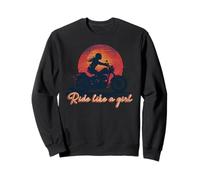Ride Like a Girl Vintage Sunset Moto Amoureuse Fille Sweatshirt