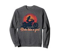 Ride Like a Girl Vintage Sunset Moto Amoureuse Fille Sweatshirt