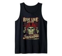 Ride Like You're Invisible Vintage Moto Skull Design Débardeur