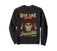 Ride Like You're Invisible Vintage Moto Skull Design Sweatshirt