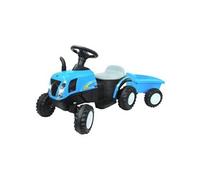 Ride-on tracteur New Holland avec remorque bleu 6V