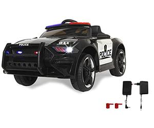 Ride-on US Police Car 12 V - à partir de 3J, Microphone, sirène, Son Moteur, Moteur Puissant/Batterie 4,5 Ah, Amortisseur Avant, Coffre, indicateur de Tension de la Batterie, phares LED