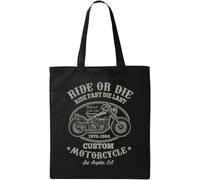 Ride Or Die Ride Fast Die Last Custom Motorcycle Los Angeles California Sac fourre-tout en coton écologique naturel Noir, Noir , Taille unique