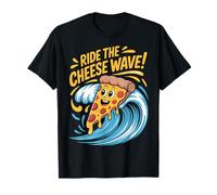 Ride The Cheese Wave! Motif Pizza Surf T-Shirt