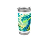 Ride the Tide Surf Club Retro Wave Tropical Beach Gobelet isotherme en acier inoxydable double paroi