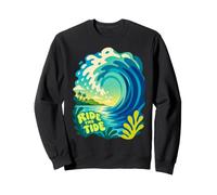 Ride The Tide Surf Club Retro Wave Tropical Beach Sweatshirt