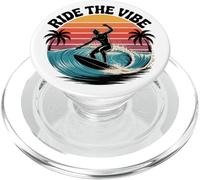 Ride the Vibe T-Shirt Retro Surf Wave Sunset Graphic Tee PopSockets PopGrip pour MagSafe