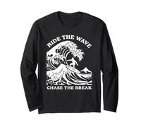 Ride The Wave Chase The Break Surf Ocean Beach Surfer Art Manche Longue