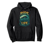 Ride The Wave Surf Ocean Citation Motivation Beach Surfer Sweat à Capuche