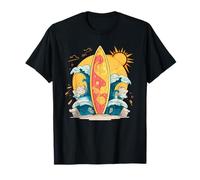 Ride The Waves Planche de Surf Soleil Illustration T-Shirt