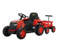 Ride Trike Voiture décapotable tracteur rouge avec remorque radio contrôle à batterie