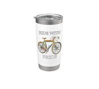 Ride With Pride Vélo de rue arc-en-ciel mignon pour motards gays Gobelet isotherme en acier inoxydable double paroi