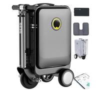 Rideable Valise électrique avec batterie amovible et port de charge externe, bagage scooter pour voyage avec grande capacité de charge et serrure TSA, Noir , One Size