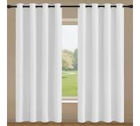 Rideau 1 Pièces 150 x 211 cm Isolant Thermique Anti Froid Rideaux Effet Lin Lot de 1 Design Moderne à Oeillets, Plusieurs Tailles pour Chambre, Salon, Bureau, Blanc
