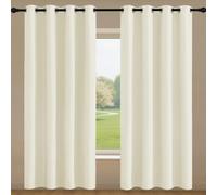 Rideau 1 Pièces 156 x 206 cm Isolant Thermique Anti Froid Rideaux Effet Lin Lot de 1 Design Moderne à Oeillets, Plusieurs Tailles pour Chambre, Salon, Bureau, Beige