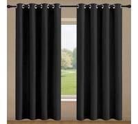Rideau 1 Pièces 158 x 204 cm Isolant Thermique Anti Froid Rideaux Effet Lin Lot de 1 Design Moderne à Oeillets, Plusieurs Tailles pour Chambre, Salon, Bureau, Noir