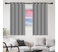 Rideau 1 Pièces 170 x 135 cm Isolant Anti Froid 100% Lumiere Bloquer Anti Chaleur Oeillets Rideaux Doux et Esthétiques, Décoration Maison pour Porte Fenetre Salon Chambre, Gris Clair