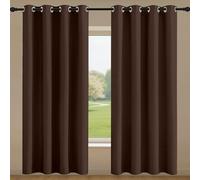 Rideau 1 Pièces 170 x 201 cm Isolant Thermique Anti Froid Rideaux Effet Lin Lot de 1 Design Moderne à Oeillets, Plusieurs Tailles pour Chambre, Salon, Bureau, Brun
