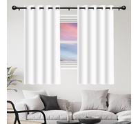 Rideau 1 Pièces 310 x 240 cm Isolant Anti Froid 100% Lumiere Bloquer Anti Chaleur Oeillets Rideaux Doux et Esthétiques, Décoration Maison pour Porte Fenetre Salon Chambre, Blanc